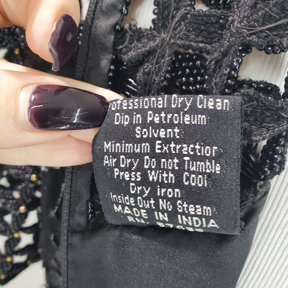 Vintage 100% Silk Robert Anthony Beaded Great Gatsby Inspired Cocktail Dress - Picture 12 of 15